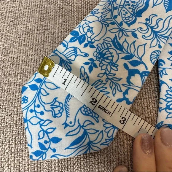 Lilly Pulitzer Blue and White Bird Floral Tie Vintage Palm Beach Men’s - Picture 3 of 5